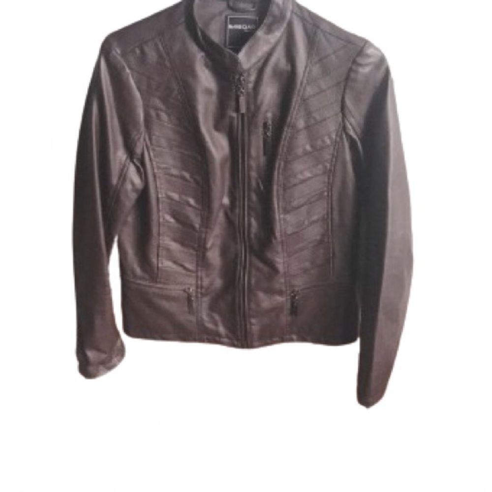 Marie Claire Faux leather jacket chocolate brown size small